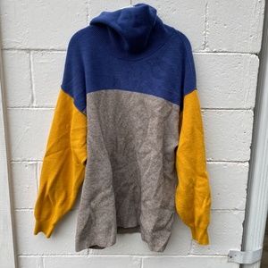 Free People Color Block Turtle Neck Sweater